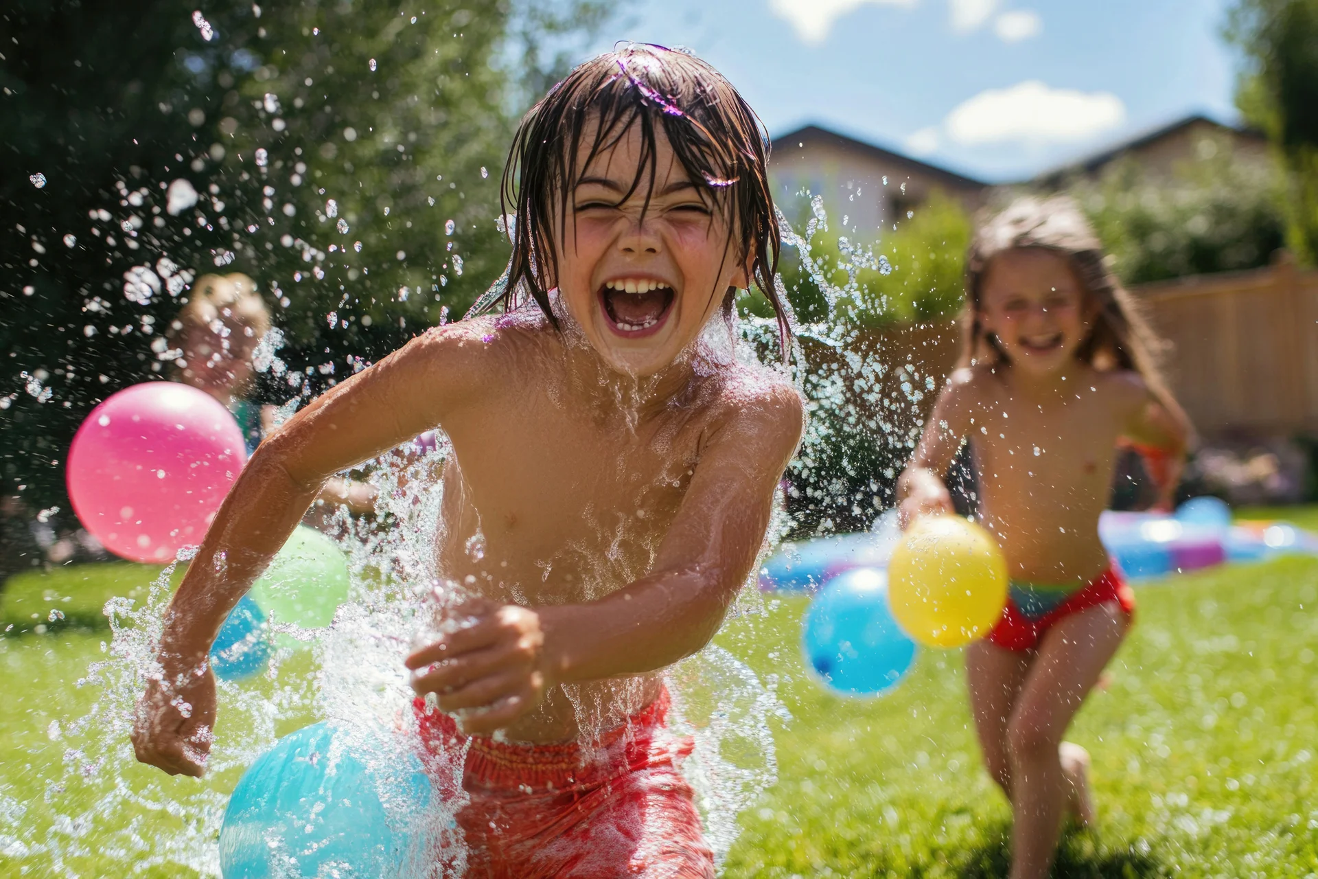 Medium Children Playing With Water Balloons