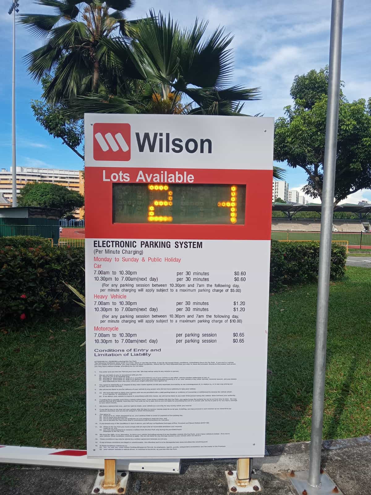 Electronic Parking System Rules - Serangoon Swimming Complex